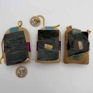 Lot Of 3 Vintage BULL DURHAM Tobacco Pouches Complete Never Used Rough Condition